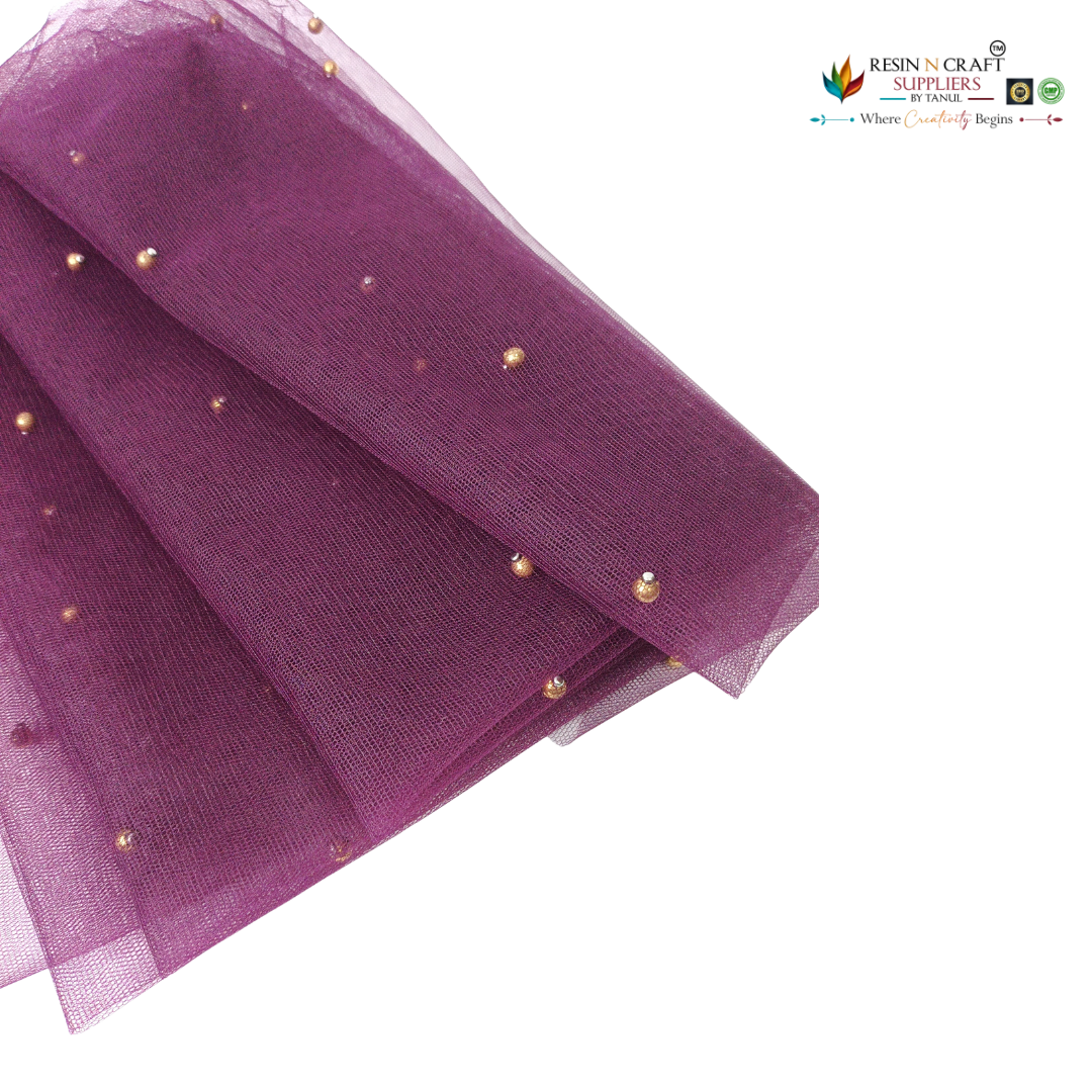 Wine Purple Premium Pearl Decorative Net Fabric Roll – 5 Meter (PN-07)
