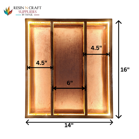 14 x 16 Inch With LED MDF 3 Partition Teakwood (3 Sections)