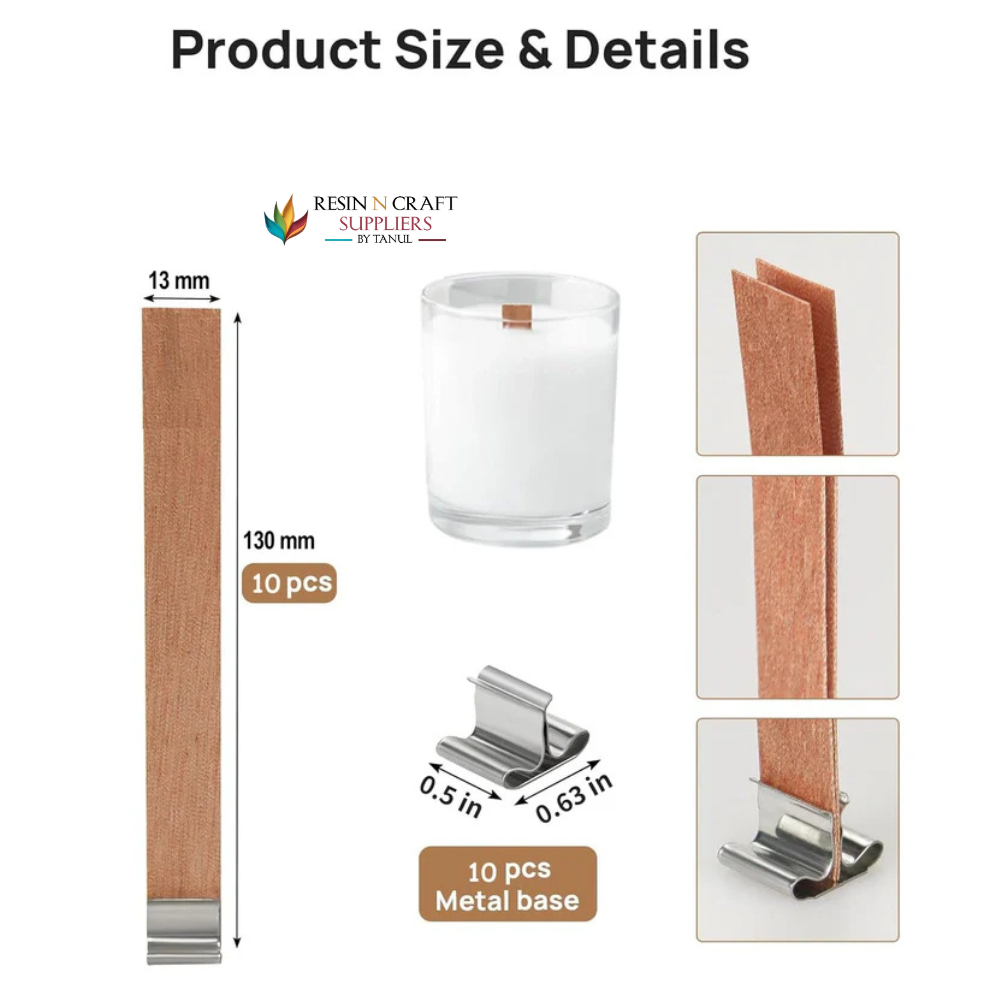 Wooden Wick 1mm Thick With Metal Holder For Candle