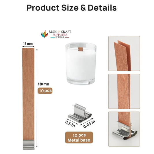 Wooden Wick 1mm Thick With Metal Holder For Candle