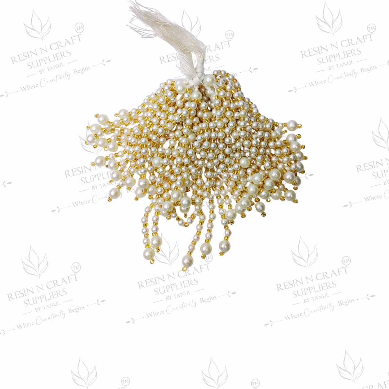 Premium Pearl Beaded White Moti Mala Latkan Design 1 (10 Pcs in a pack)