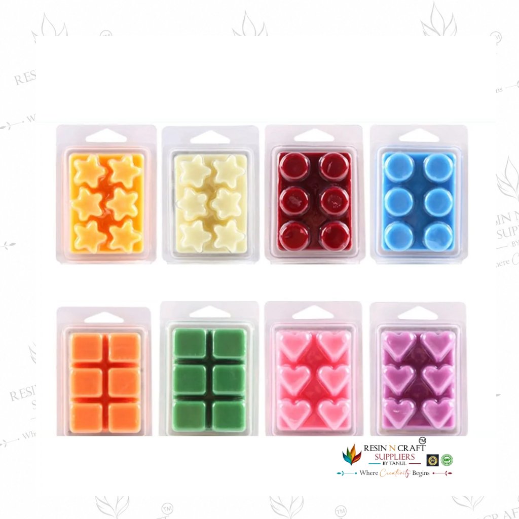 Square Wax Melt Clamshell Packaging | Clear Blister Mould for Wax Melts | 6 Cavity Transparent PET Clamshell | 10 Pieces Pack