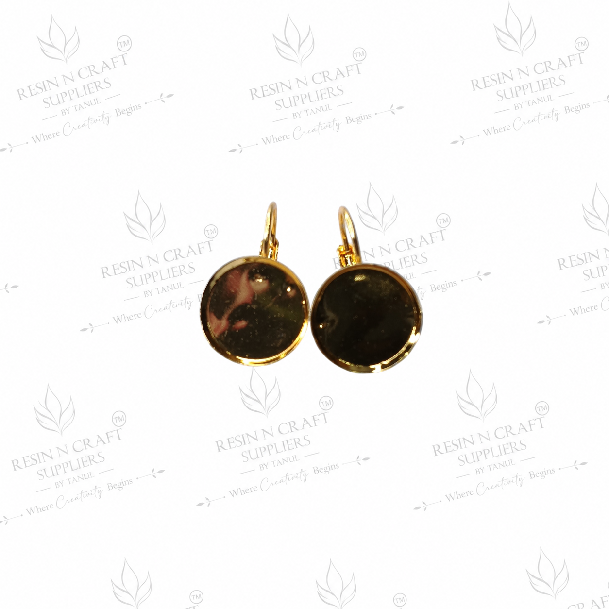 Gold Plated Round Earring Tops with Hanging Loop & Secure Lock | 1 cm