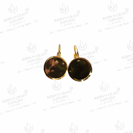 Gold Plated Round Earring Tops with Hanging Loop & Secure Lock | 1 cm