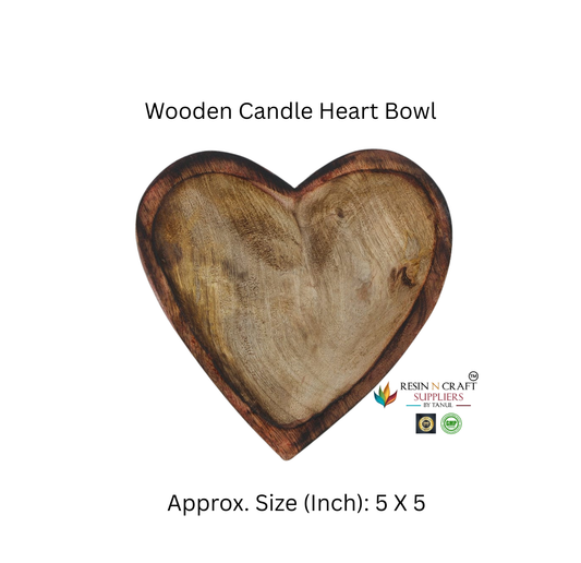 Wooden Candle Heart Bowl (5 x 5 Inch Approx.)