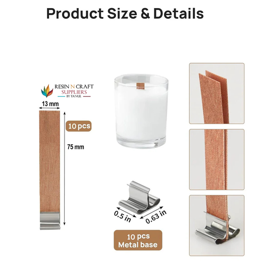 Wooden Wick 1mm Thick With Metal Holder For Candle