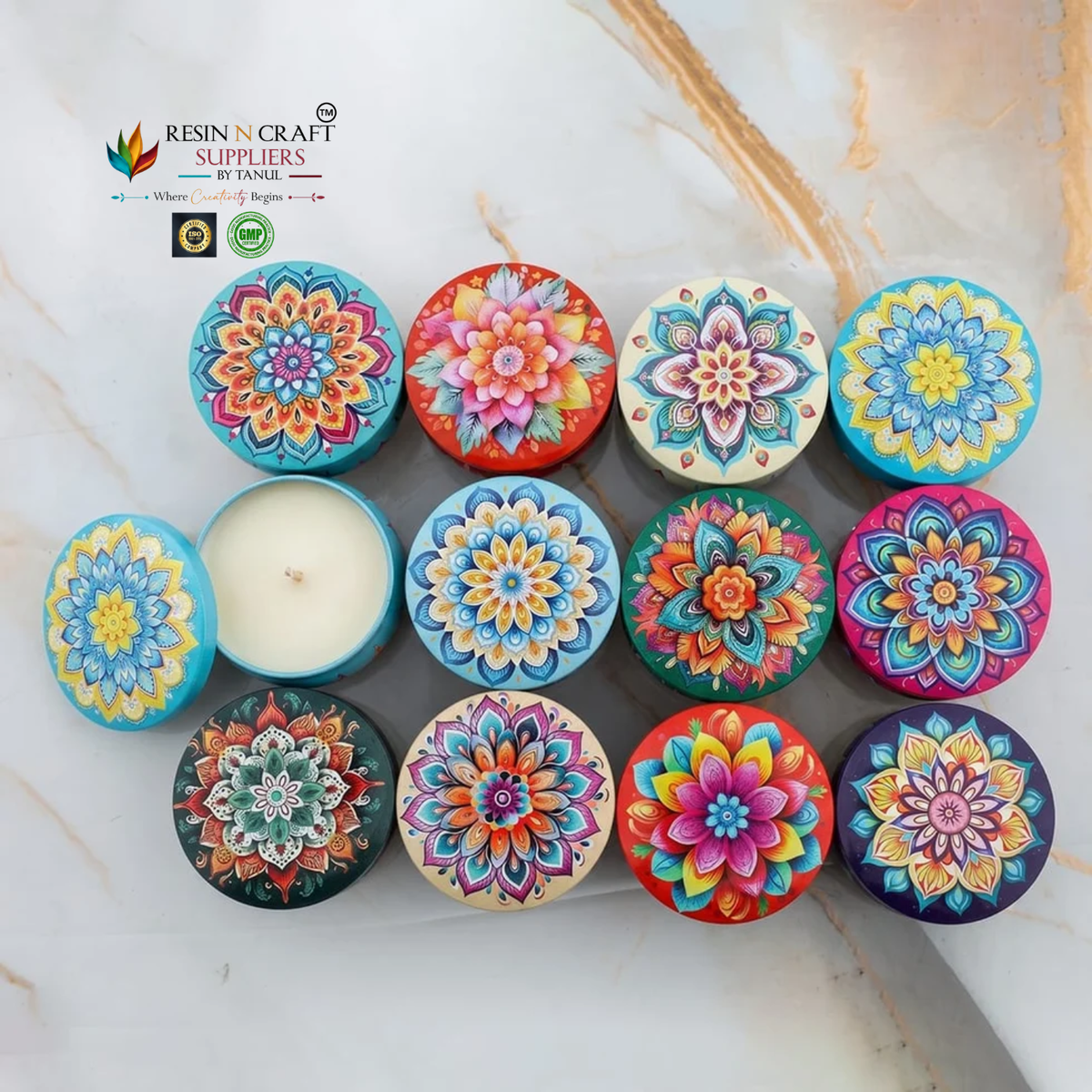 Mandala Pattern Tin Jar For Candle (RWX316T)