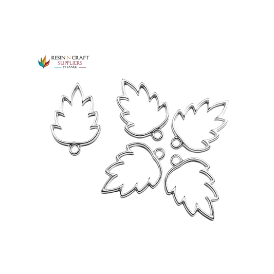 RBZ014 10 PCS Leaf Bezels (SILVER)