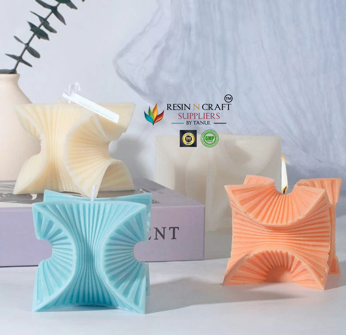 Square Geometric Ribbed Cube Candle Handmade Mould (RHM0156M)