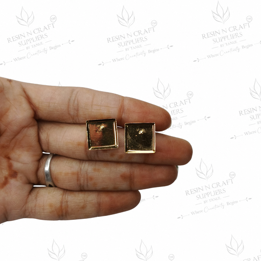 Gold Plated Square Stud Earring Base | 1 cm