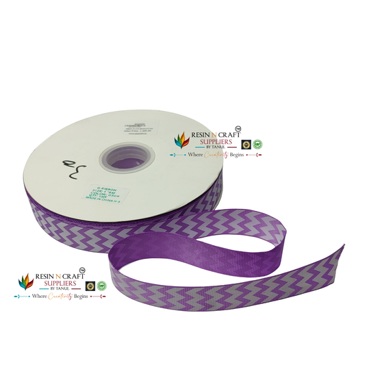 Purple Chevron Zigzag Grosgrain Ribbon Roll – 90 Meter (3 CM Width)