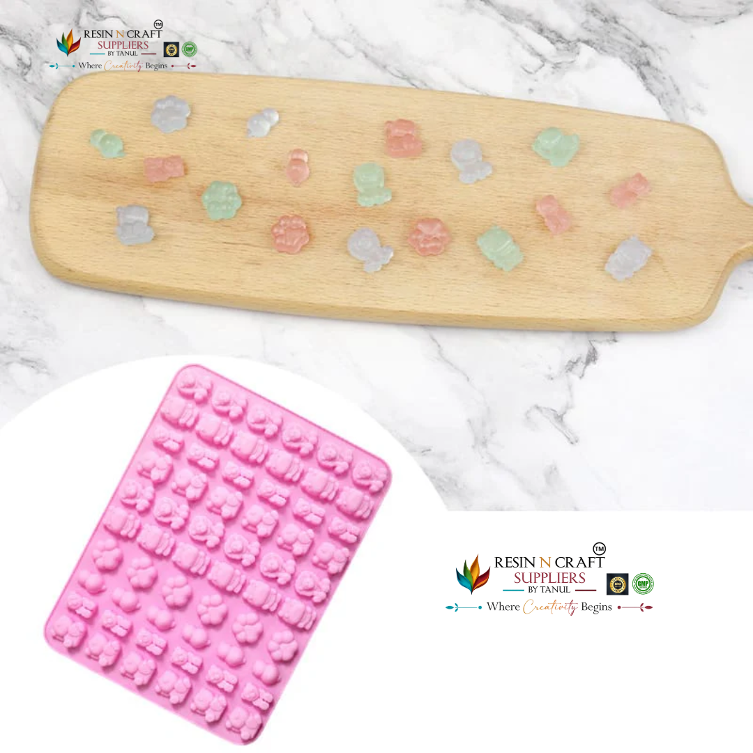 60 Cavity Mini Cartoon Animals & Paw Prints Silicone Mould for DIY Concrete Art, Resin Crafts, Soap Making & Cake Making (RSM1440M)