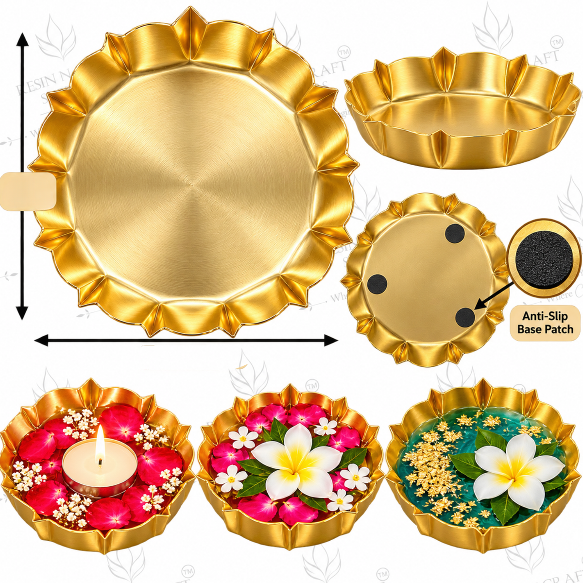 Golden Metal Urli for Candle Making | Decorative Urli Bowl for Candle Art (3 - 5.5 INCH)