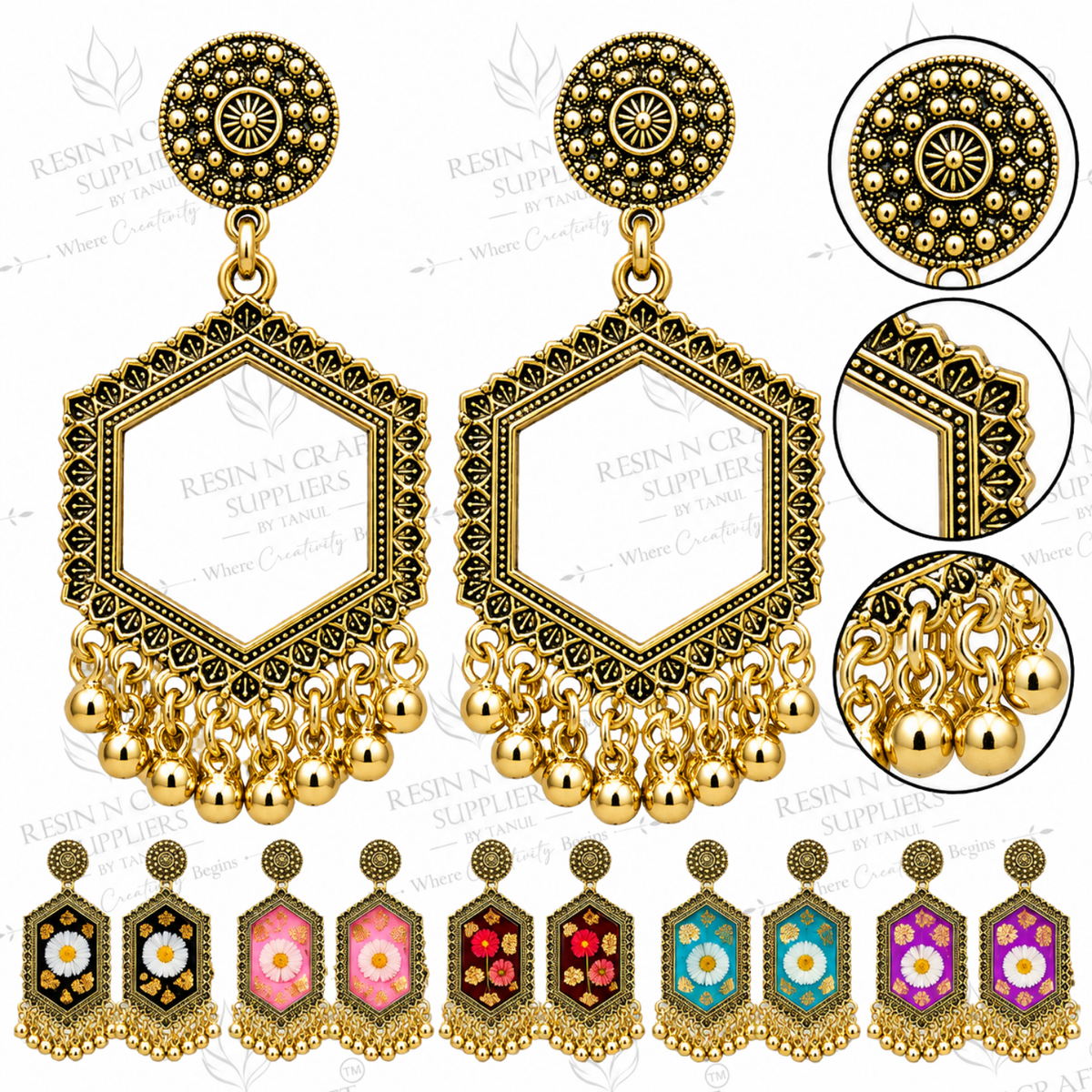 Gold Earring Bezel / Jumkha Without Beads