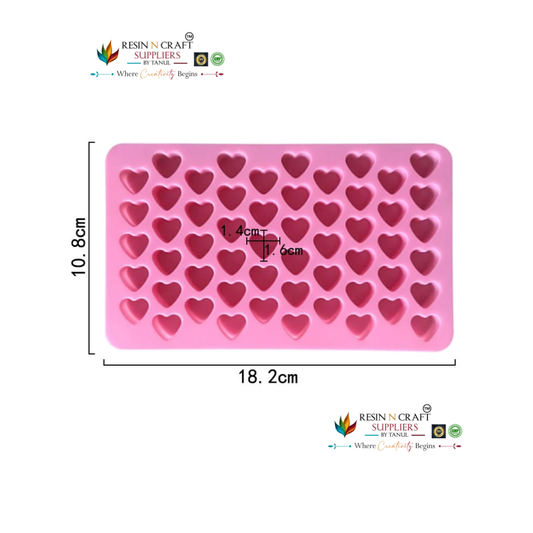 55 Cavity Mini Heart Chocolate & Candy Tray Mould for DIY Concrete Art, Resin Crafts, Soap Making & Cake Making Silicone Mould (RSM1443)