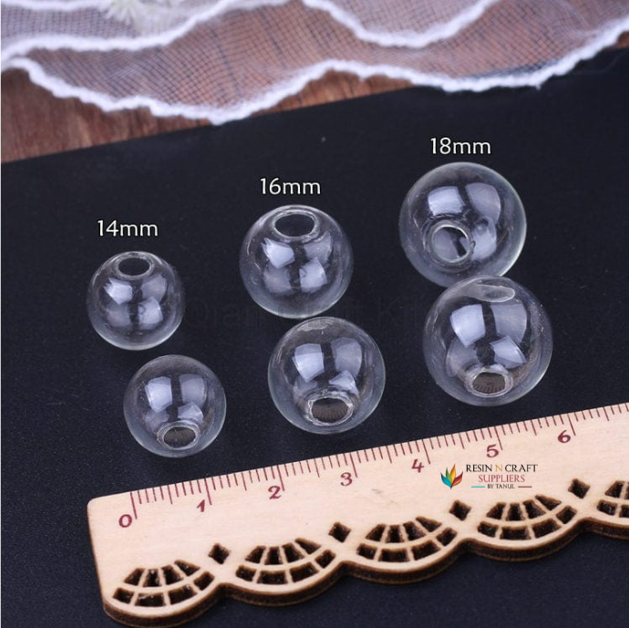 Small Glass Globe Charm With Gold Cap (Mini Message Bottles)