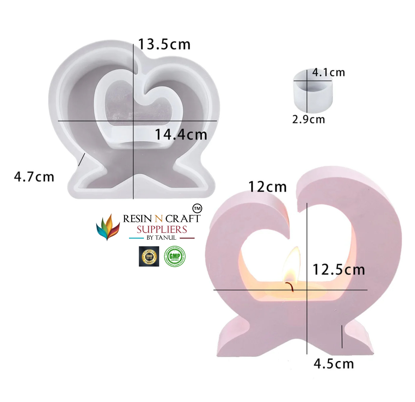 Heart Shaped T-Light Candle Holder Mould (RSM1065M)