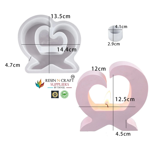 Heart Shaped T-Light Candle Holder Mould (RSM1065M)