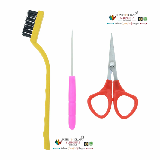 3-Piece Pipe Cleaner Crafting Tool Kit – Includes Wire Fluffing Brush, Precision Awl & Craft Scissors