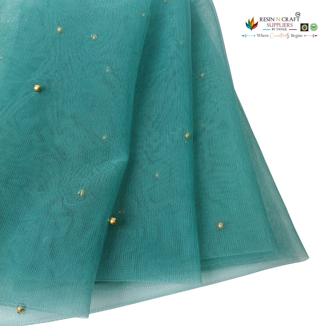 Teal Blue Premium Pearl Decorative Net Fabric Roll – 5 Meter (PN-01)