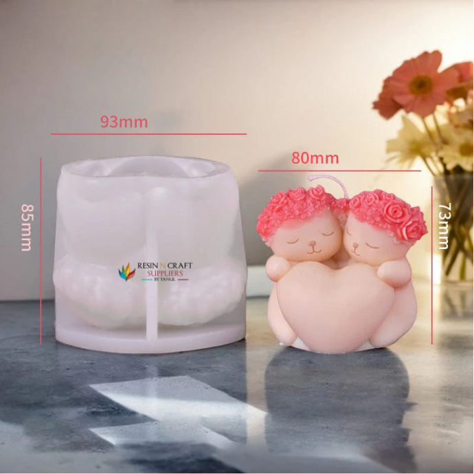 Rose Love Couple Bear Handmade Mould For Candle Making