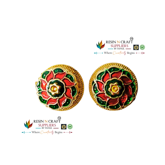 Round Big Katori / Kumkum Vati / Kum Kum Bowl / Decorative Bowl with Cap (Design 4)