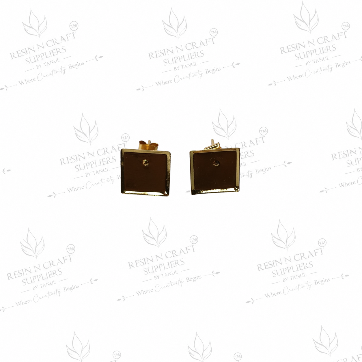 Gold Plated Square Stud Earring Base | 1 cm
