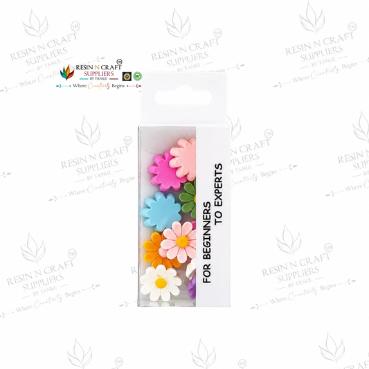 Glossy 3D Flower Embellishments Pack – Assorted Resin Flowers for DIY Craft, Scrapbooking & Decoration (RFM007A)