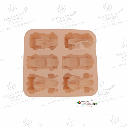 6 Racing Car Mould for DIY Concrete Art, Resin Crafts, Soap Making & Cake Making Silicon Mould (RSM173M)