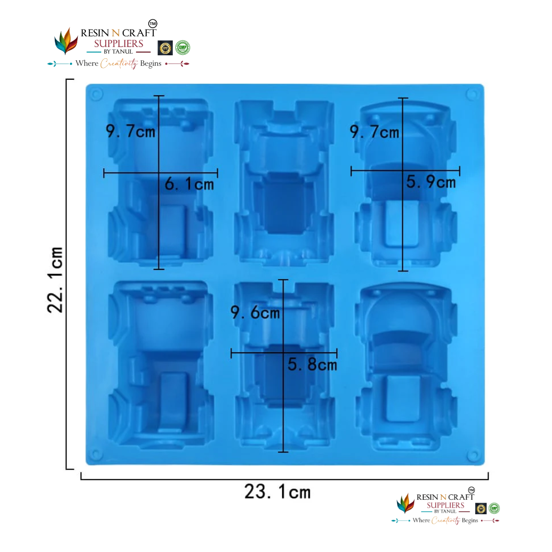 6 Cavity Assorted Trucks & Construction Vehicles Silicone Mould for DIY Concrete Art, Resin Crafts, Soap Making & Cake Making (RSM1437M)