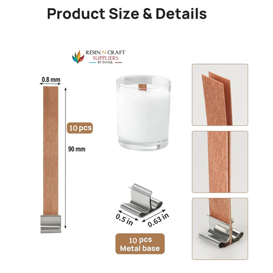 Wooden Wick 1mm Thick With Metal Holder For Candle