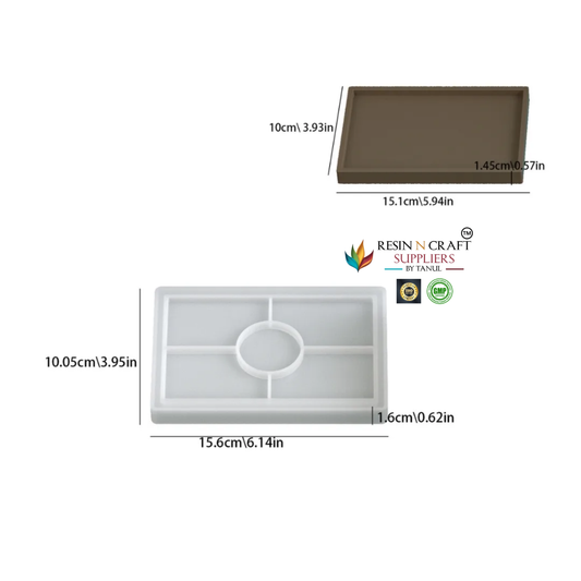 Rectangle Resin Tray Silicone Mould with Candle Holder Slot (Serving Tray / Organizer Tray Mold)