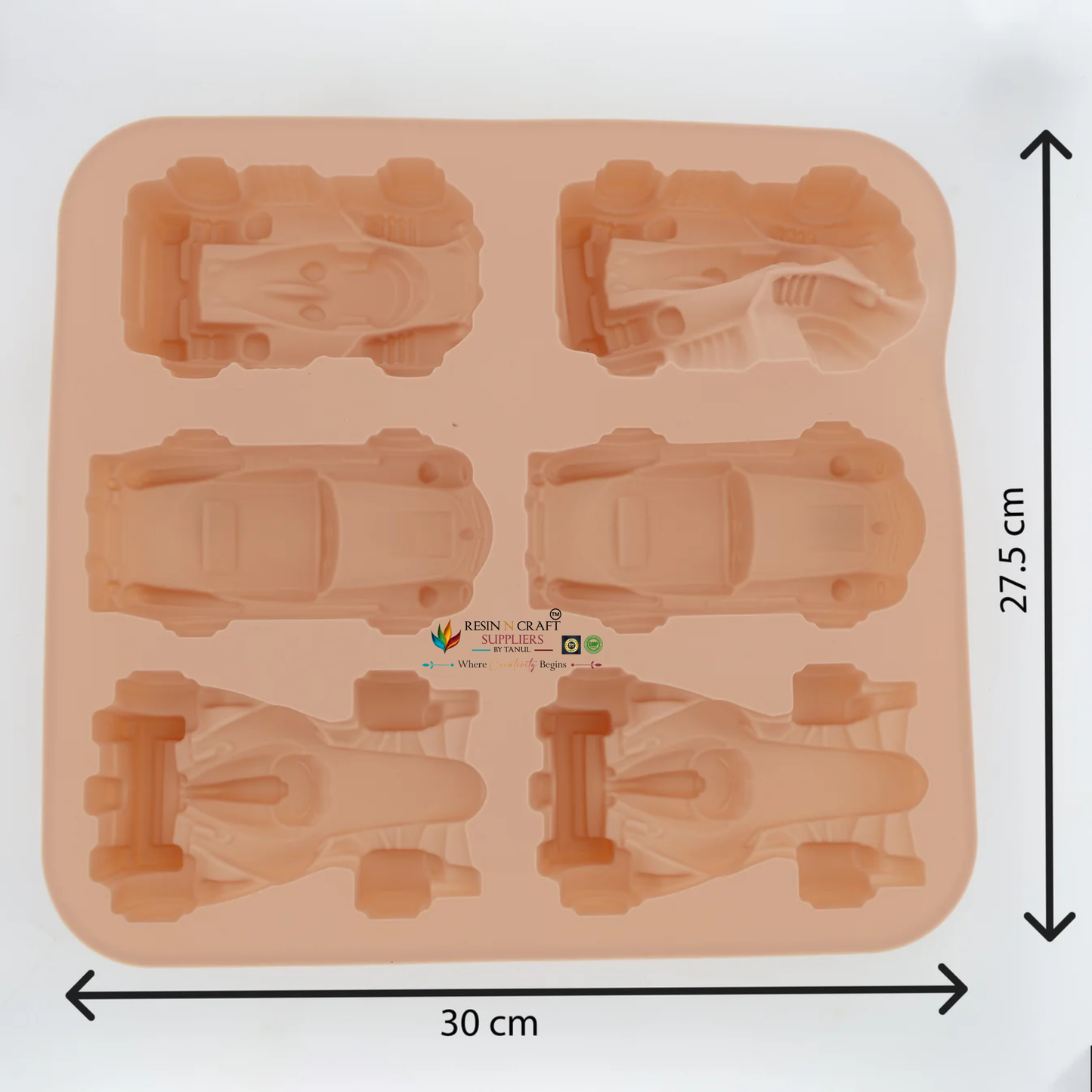6 Racing Car Mould for DIY Concrete Art, Resin Crafts, Soap Making & Cake Making Silicon Mould (RSM173M)