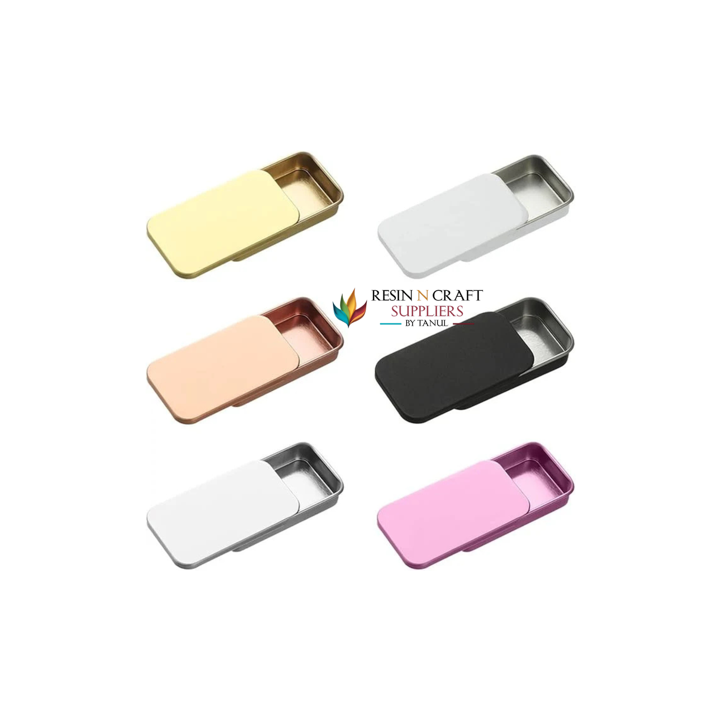 Tin Sliding Containers Metal Tin Jar RLBC002 (Black)