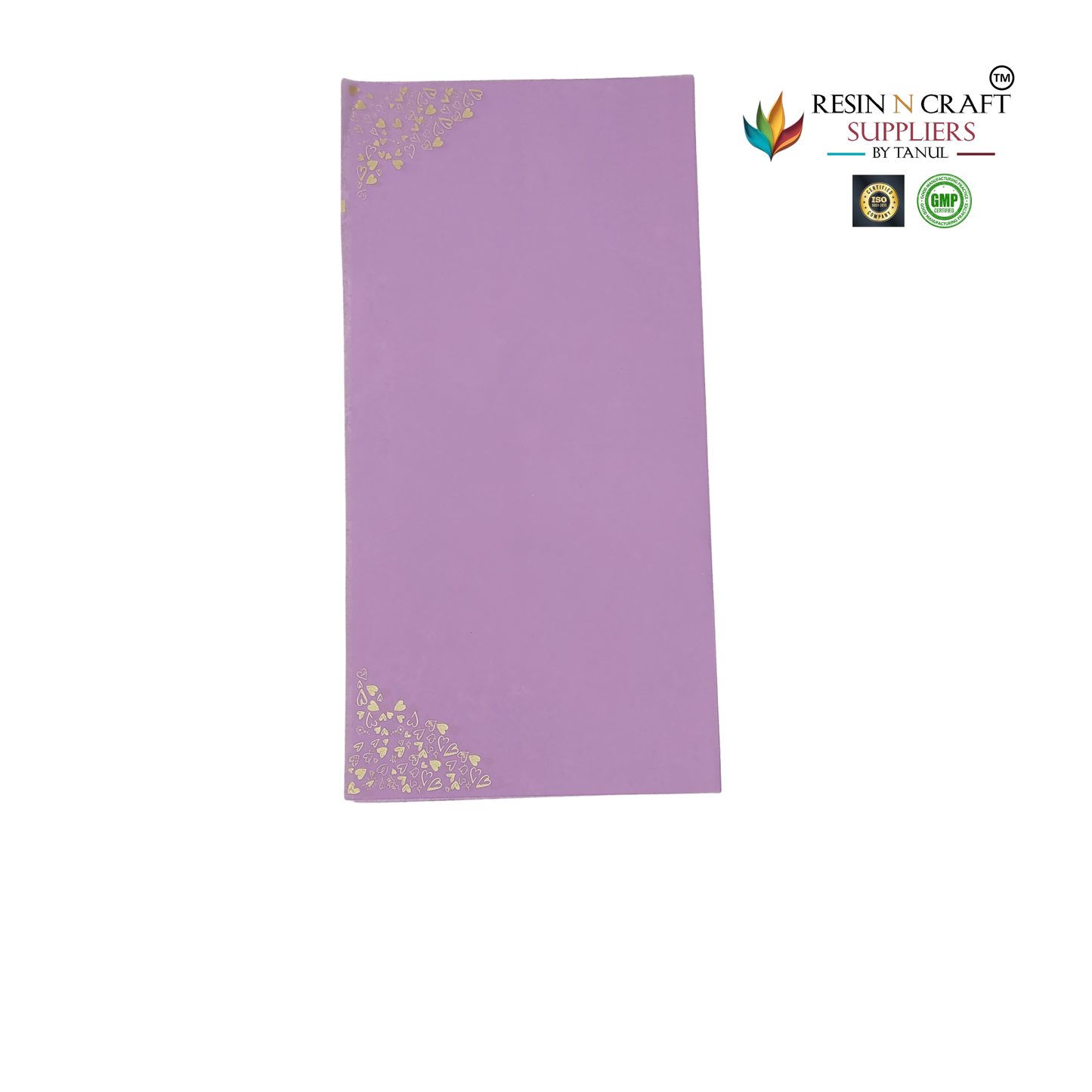 Lavender Pink with Gold Heart Design Waterproof Flower / Gift Wrapping Sheets – 5 Pcs (22×22 Inch) / Packing Sheet
