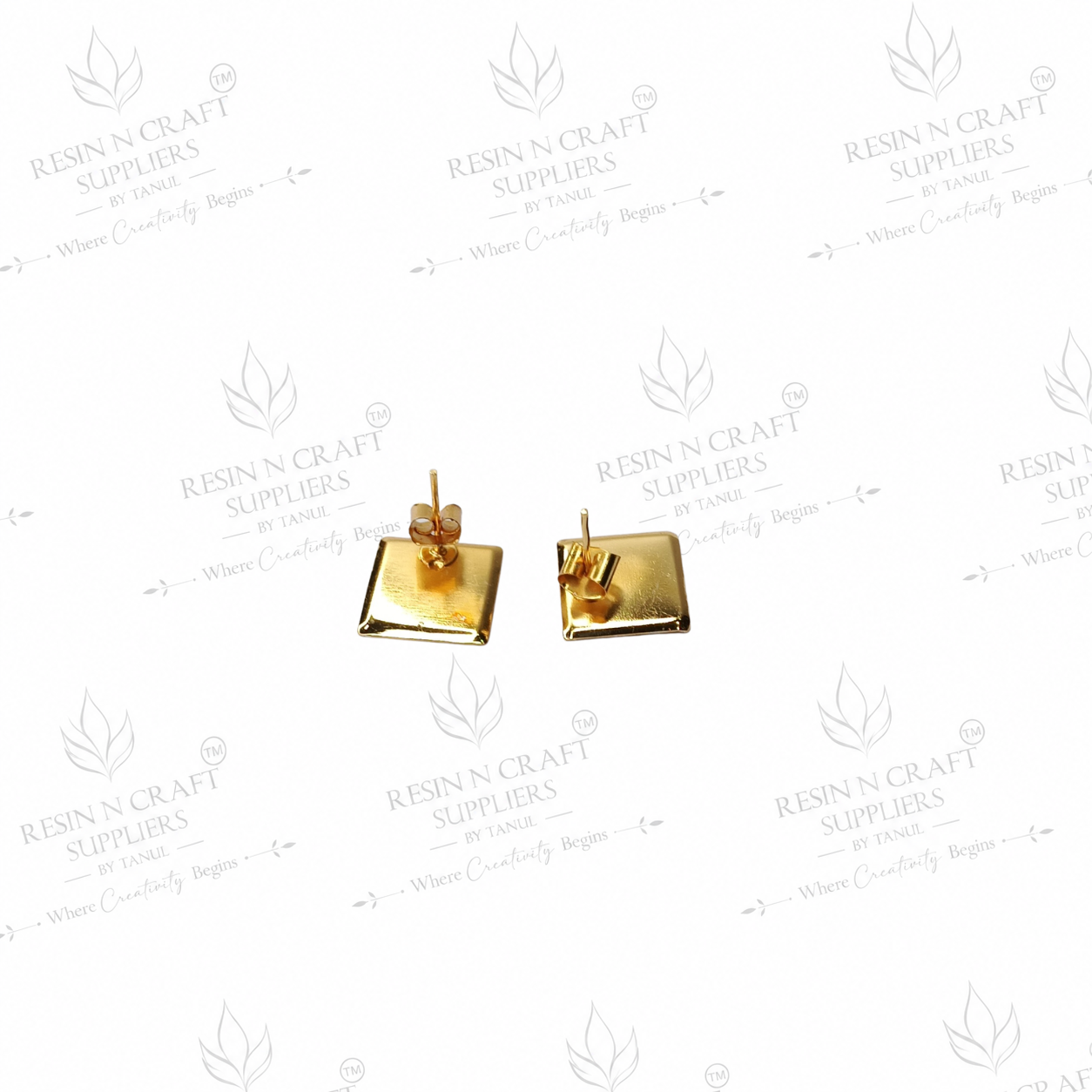 Gold Plated Square Stud Earring Base | 1 cm