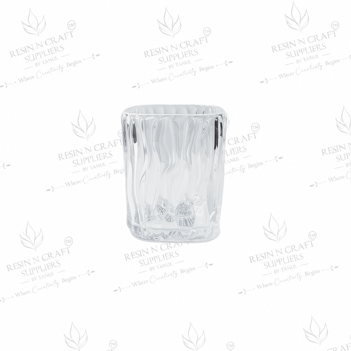 Premium Wave Textured Glass Candle Jar 3.2 Inch | Smoothie & Wine Candle Container | Resin Art, Hamper & Home Décor Glass