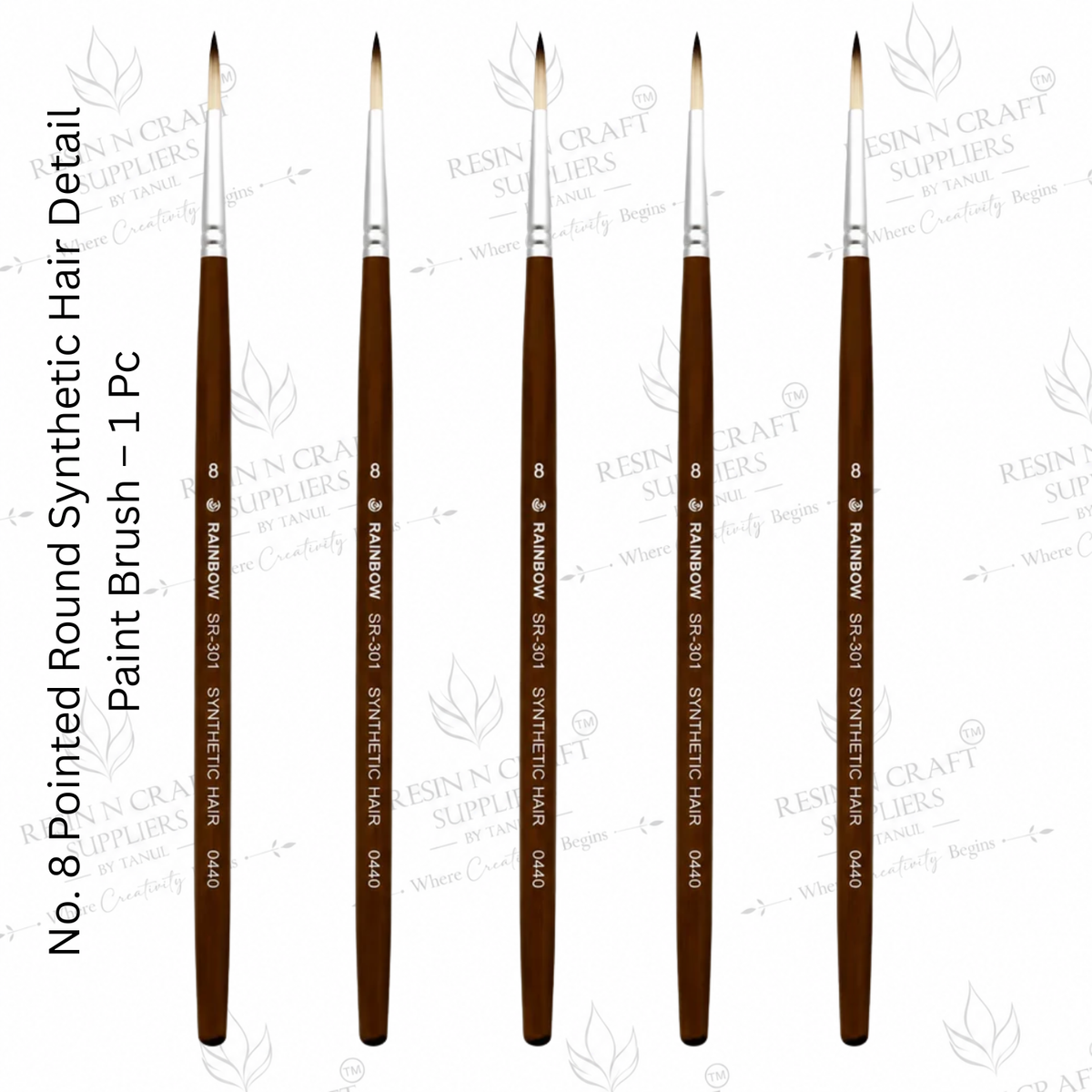 No. 8 Detail Paint Brush – Pointed Round Synthetic Hair Brush for Resin Art, Painting & Crafts | 1 Pc
