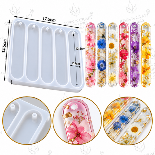 5 Cavity Bookmark Silicone Mould – 13.5 CM | Resin Art & DIY Bookmark Making
