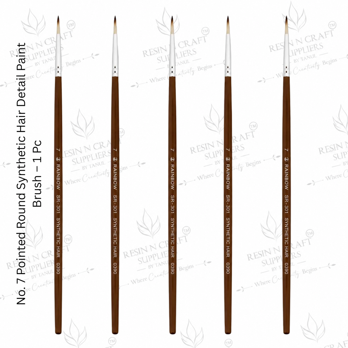 No. 7 Detail Paint Brush – Pointed Round Synthetic Hair Brush for Resin Art, Painting & Crafts | 1 Pc