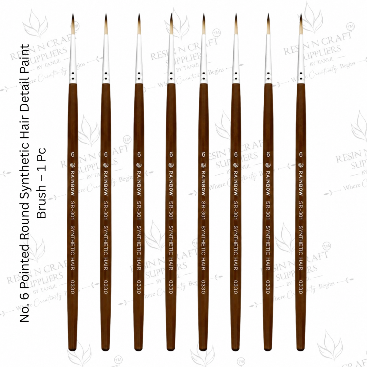 No. 6 Detail Paint Brush – Pointed Round Synthetic Hair Brush for Resin Art, Painting & Crafts | 1 Pc