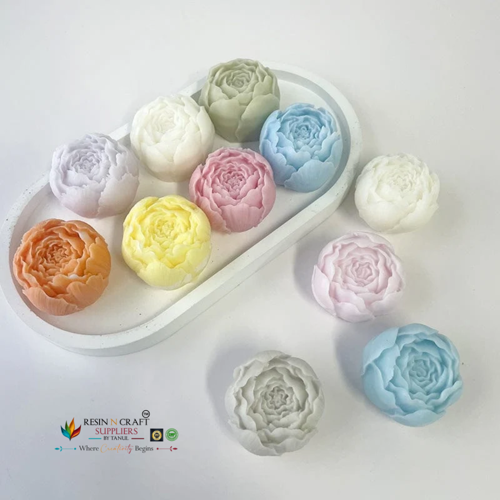 3D Peony Flower Candle Silicone Mould – 5.1cm | Realistic Peony Bloom Candle Making Mould (RHM0034M)