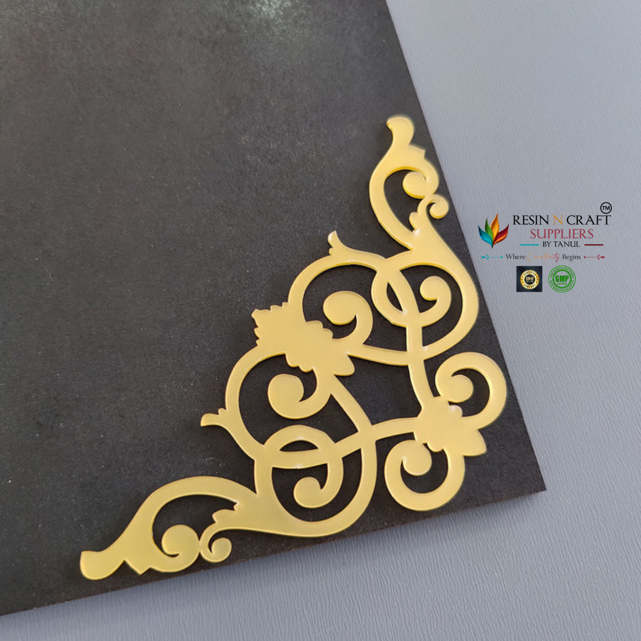Acrylic Corner Cutout – Design 01 | Premium Gold Decorative Corner Set