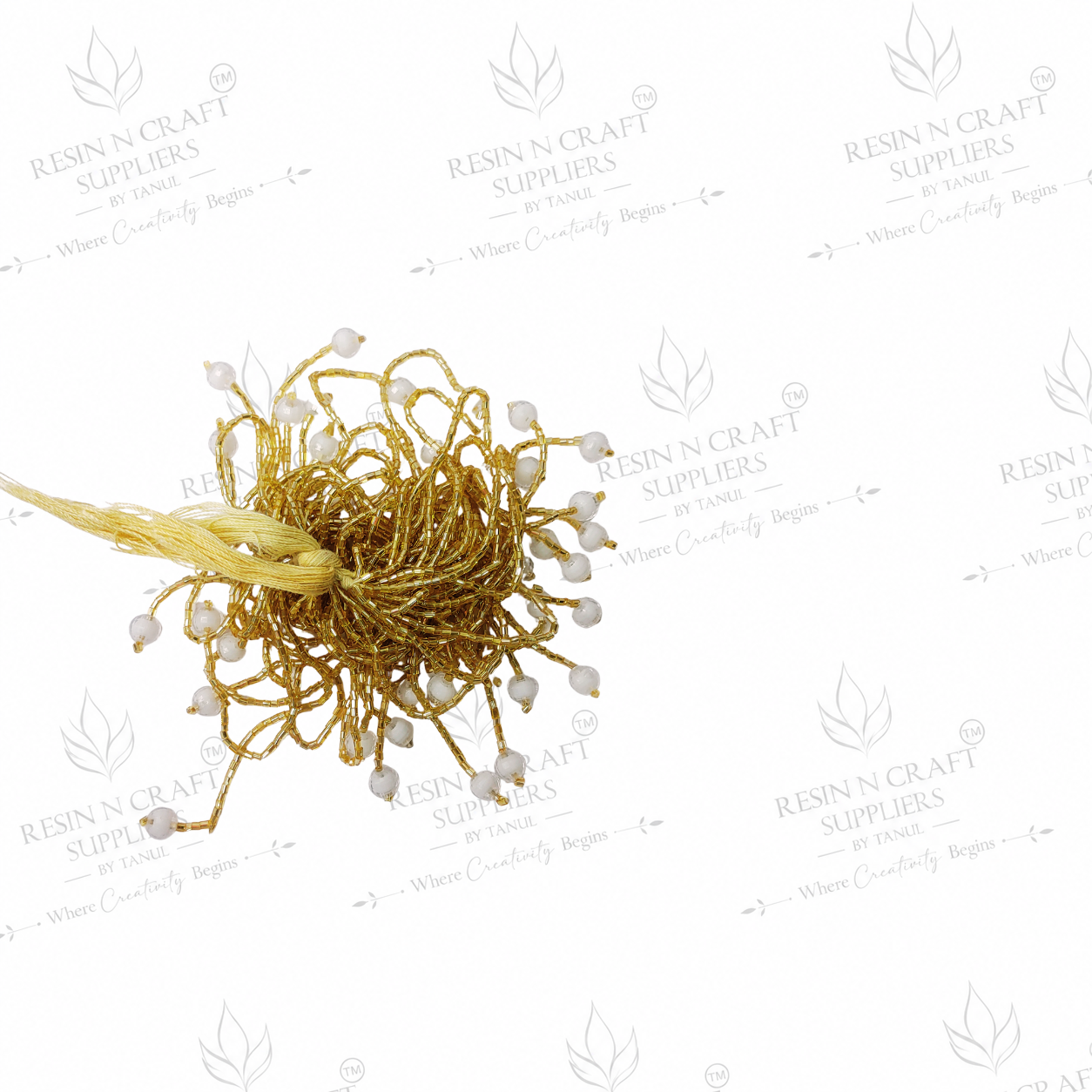 Premium Golden White Pearl Beaded Latkan – Design 2 (10 Pcs Pack)