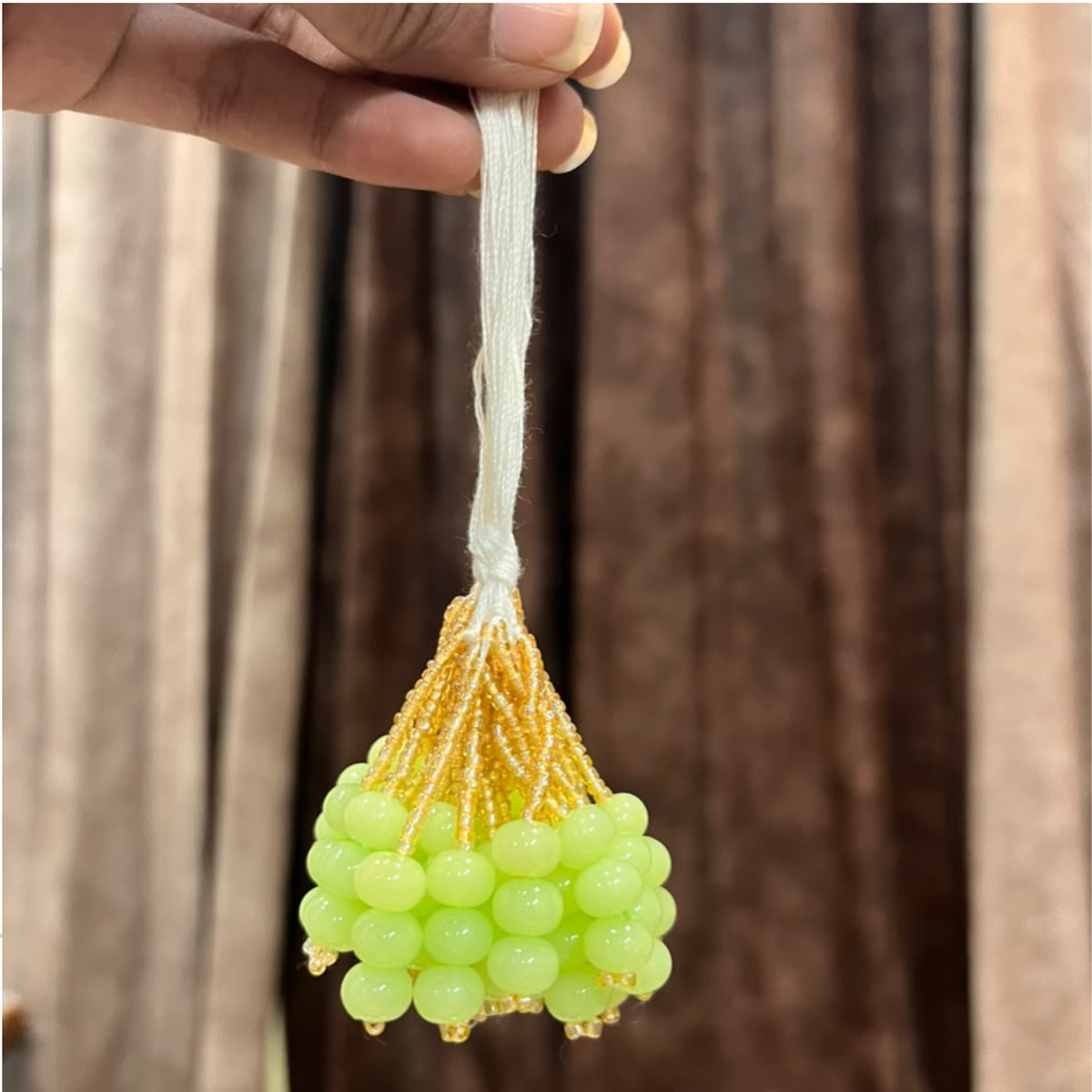 Mala Latkan 10 Pcs Pack – Green Beaded Golden Latkan | Toran, Bandhanwar & DIY Craft Decoration
