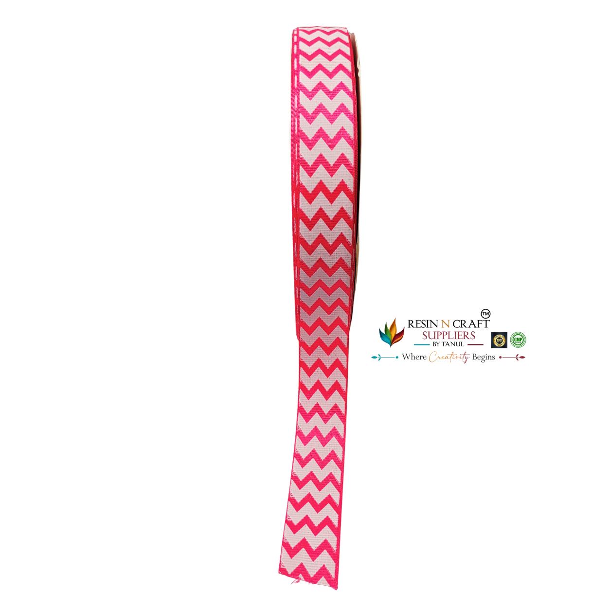 Pink Chevron Zigzag Grosgrain Ribbon Roll – 90 Meter (3 CM Width)