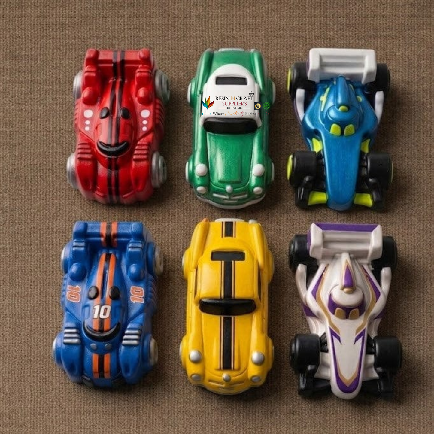 6 Racing Car Mould for DIY Concrete Art, Resin Crafts, Soap Making & Cake Making Silicon Mould (RSM173M)