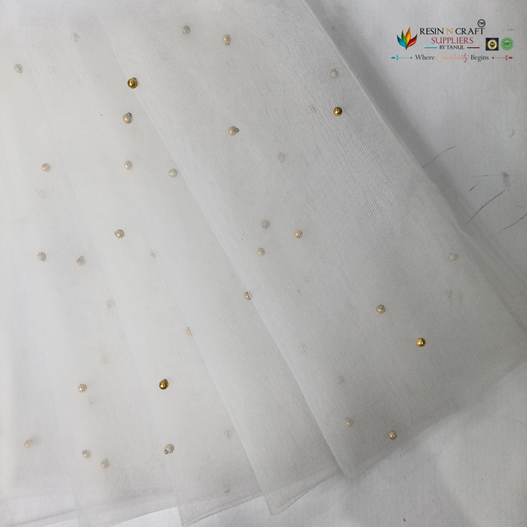 White Premium Pearl Decorative Net Fabric Roll – 5 Meter (PN-04)