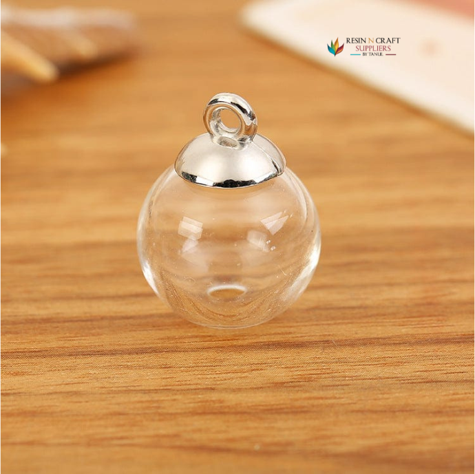 Small Glass Globe Charm With Gold Cap (Mini Message Bottles)