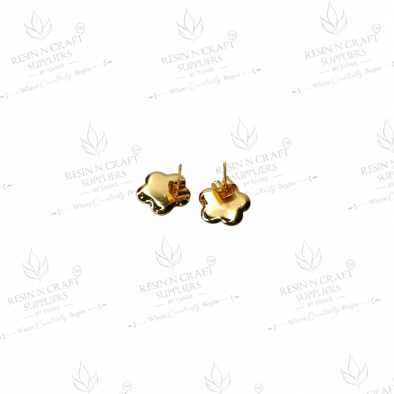 Gold Plated Flower Stud Earring Base | 1 cm